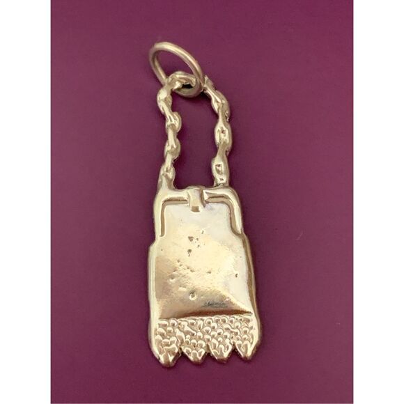 .925 Victorian Vintage Purse with Fringe Sterling Silver Jewelry Charm #purse - Picture 1 of 3